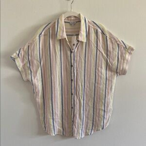 Pastel Striped Casual Button Down‎ top